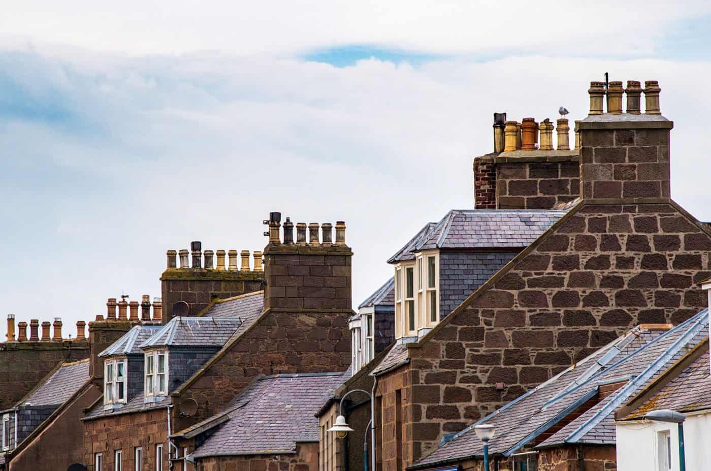 Rooftops with chimneys